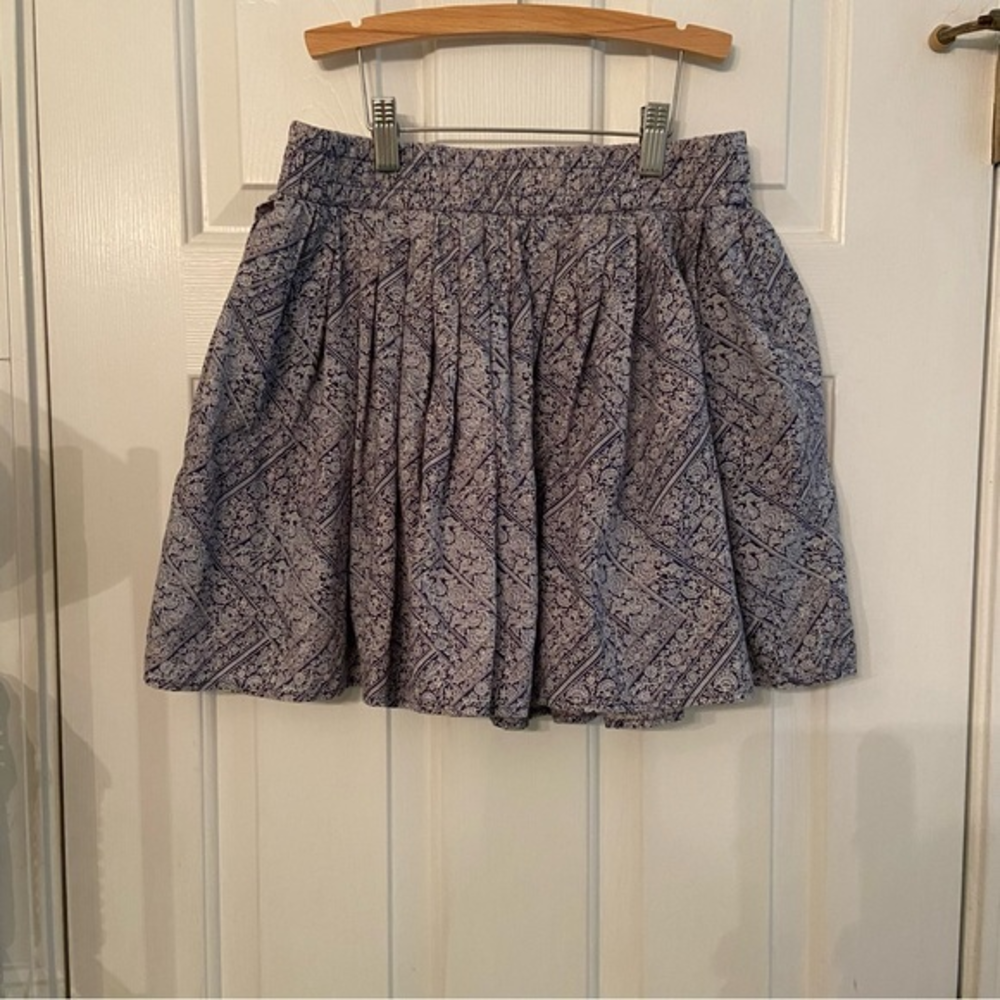 American Eagle Outfitters blue‎ floral cotton linen skirt Size M